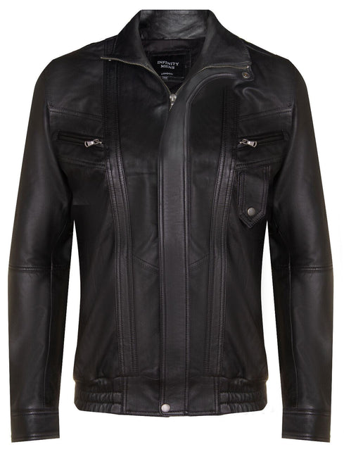 Mens Leather Bluson Bomber Jacket-Anapolis