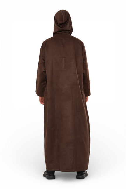 Men's Hooded Eid Brown Moroccan Jubba Robe Ramadan Eid Thobe - HM12