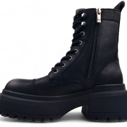 Windsorsmith Womens Black Leather Chunky Platform Combat Boots - Destroy