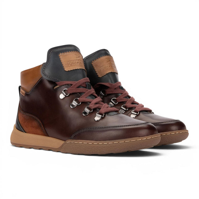 Pikolinos Women's Caoba Red Leather Lace-Up Sneakers Trainer Shoes - Viana