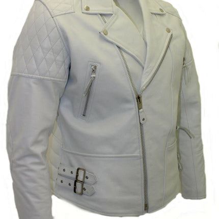 Mens Cowhide Leather Biker Jacket-Nassau