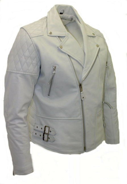 Mens Cowhide Leather Biker Jacket-Nassau