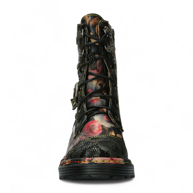 Laura Vita Incaso 36 Black Floral Womens Gothic Victorian Leather Ankle High Boots