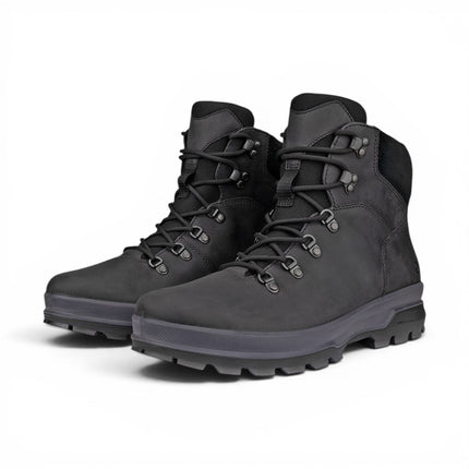 Ecco Men's Black Leather Waterproof Lace-up Hiking Boots - Rugged Track 25