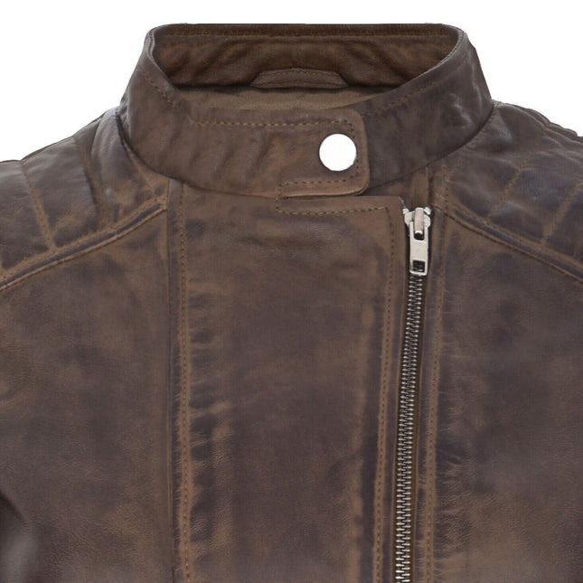 Womens Leather Biker Jacket-Celaya