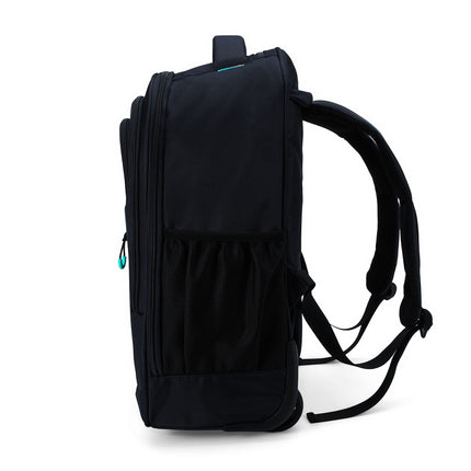 17" Black Wheeled Laptop Backpack 1680D + PU 2 Wheel Trolley Rucksack