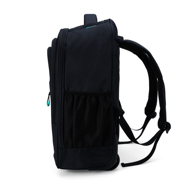 17" Black Wheeled Laptop Backpack 1680D + PU 2 Wheel Trolley Rucksack