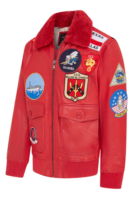Mens A2 Top Gun Leather Bomber Jacket-Camborne