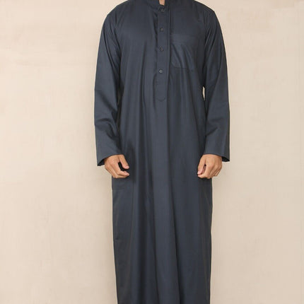 Mens Grey Thobe Jubba Saudi Islamic Arabic Eid Cotton Kaftan Jubbah Umrah Robe