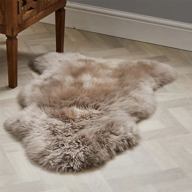 Genuine Mushroom Sheepskin Natural Silky Soft Fluffy Real Wool Rug