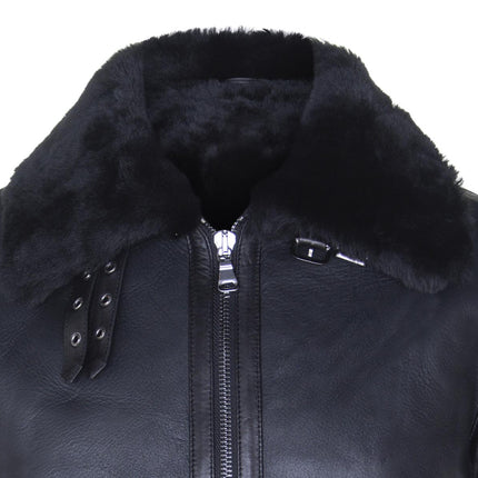 Mens Retro Sheepskin Bomber Jacket-Asheville