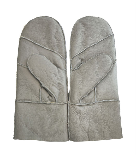 Infinity Leather Womens Grey Genuine Real Sheepskin Mittens Warm Gloves