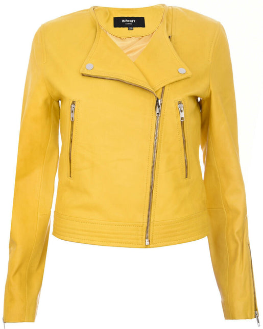 Womens Collarless Biker Jacket-Padova