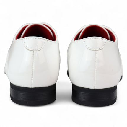 Men’s White Pointed Toe Formal Lace Up Perforated Shoes