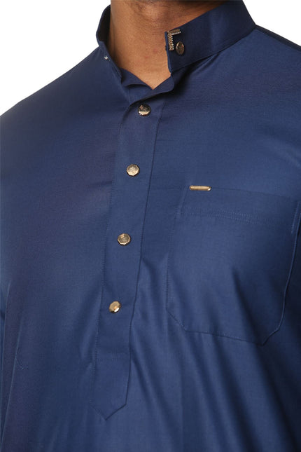 Men's Blue Thobe Arab Saudi Emirati Islamic Clothing Jubba Robe