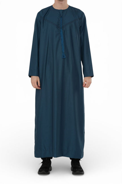 Men's Ramadan Eid Blue Moroccan Jubba Robe Djellaba Thobe - TT-008