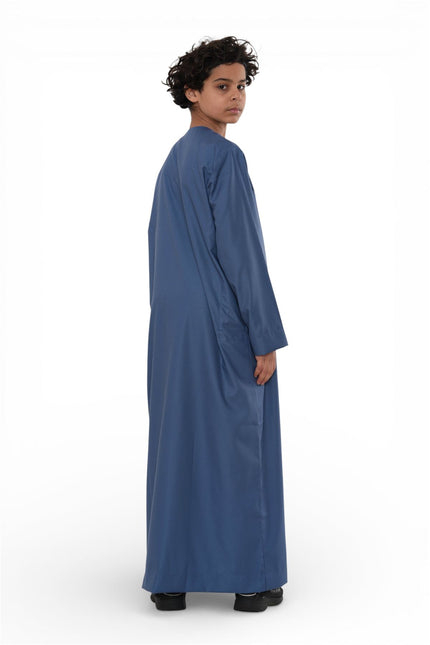 Kids Boys Eid Blue Moroccan Thobe Robe Djellaba Ramadan Eid Jubba- K-HM10