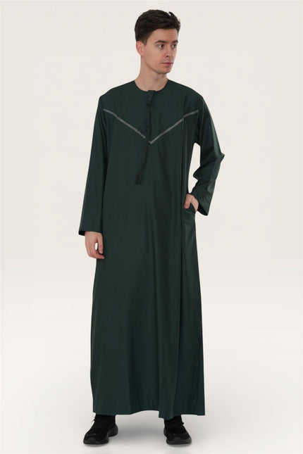 Men's Eid Green Moroccan Thobe Robe Djellaba Ramadan Eid Jubba- HM10
