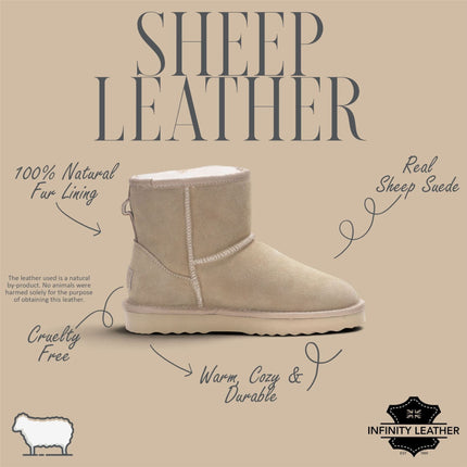 Women’s Sand Brown Genuine Sheepskin Real Fur Winter Ankle Boots - Frost