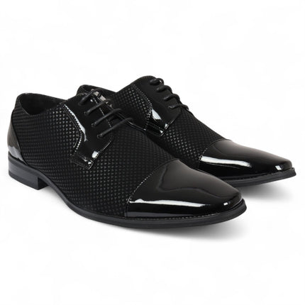 Men's Black Leather Oxford Formal Derby Shoes