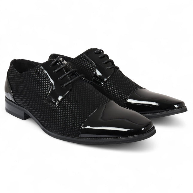 Men's Black Leather Oxford Formal Derby Shoes