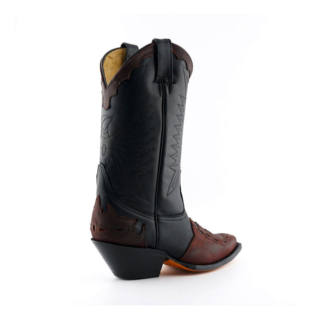 Grinders Unisex Black/Burgundy Leather Cowboy Boots - Arizona