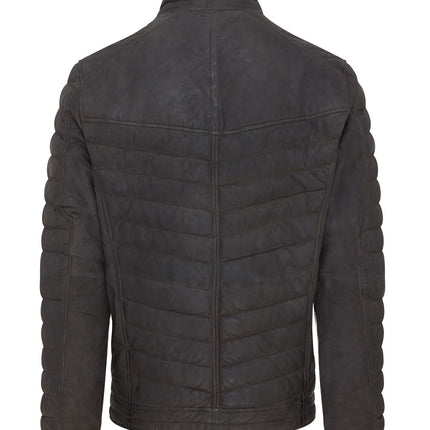 Men's Puffer Leather Biker Quilted Vintage Bomber Jacket