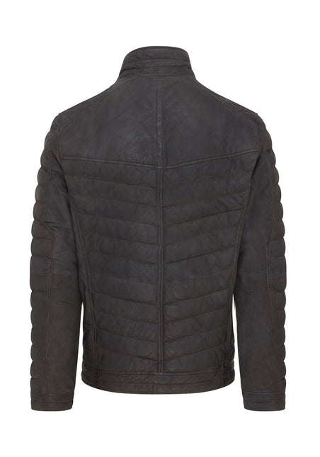 Men's Puffer Leather Biker Quilted Vintage Bomber Jacket