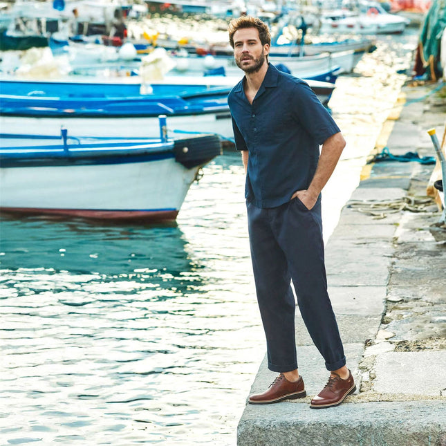 Pikolinos Men's Brown Leather Lace-Up Derby Comfort Shoes - Claret