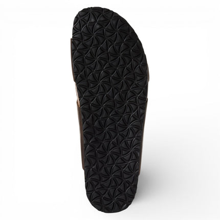 Tamaris Men's Brown Leather Slip-On Footbed Slipper Sandals