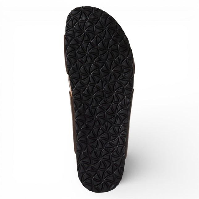 Tamaris Men's Brown Leather Slip-On Footbed Slipper Sandals