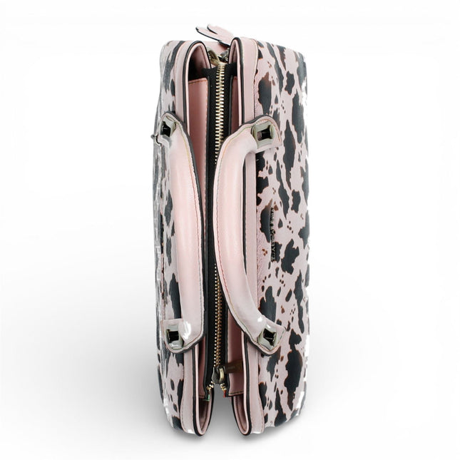 Laura Vita Aramis-08 Womens Rose Pink Floral Print Adjustable Straps Shoulder Tote Handbag