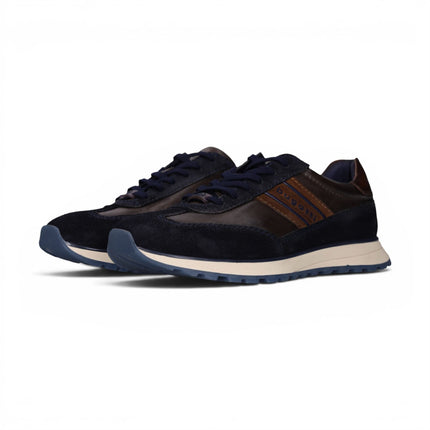 Bugatti Men's Navy Blue Leather Lace-Up Trainer Sneaker Shoes - Timon