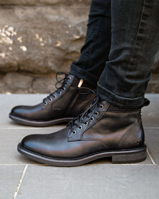 Windsorsmith Mens Black Leather Casual Chelsea Chukka Ankle Boots - Beau