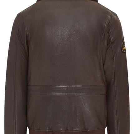 Men's Leather Bomber Sheepskin Collar G-1 Aviator Jacket - Linear