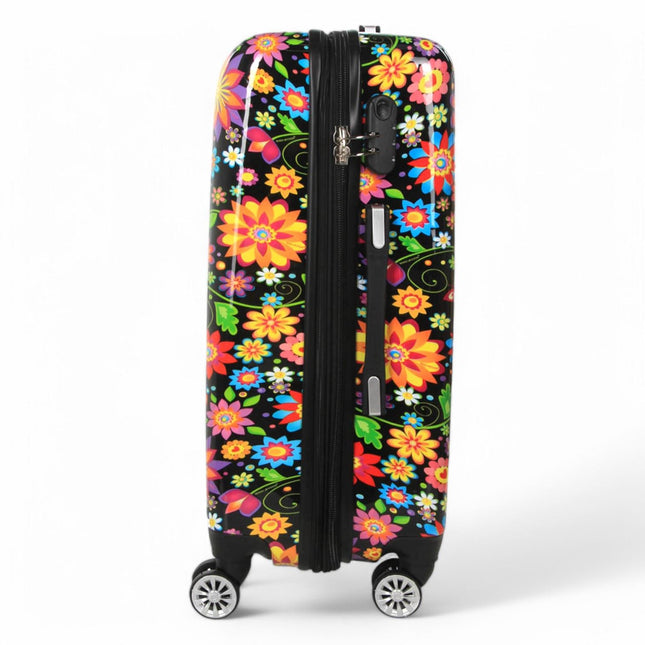 Strong Expandable Hard Shell Dual 4 Wheel Suitcase Set Print Luggage Cabin Travel Bag