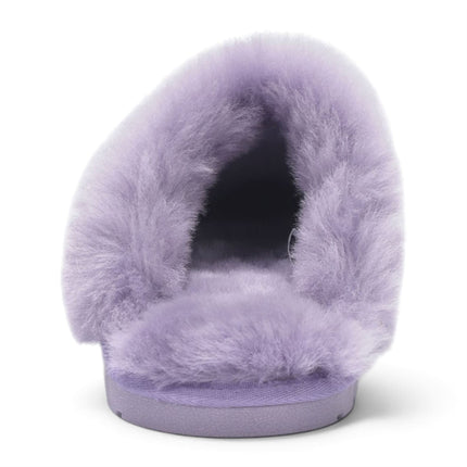 Women's Genuine Sheepskin Purple Suede Mule Winter Slippers - Luna