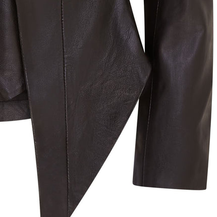 Womens Black Edwardian Gothic Victorian Leather Biker Jacket