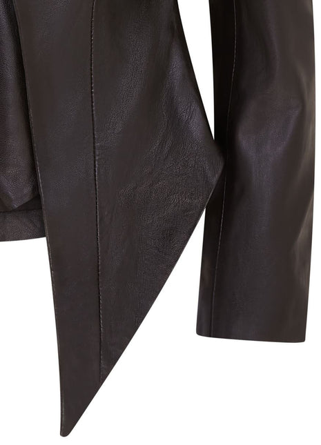 Womens Black Edwardian Gothic Victorian Leather Biker Jacket