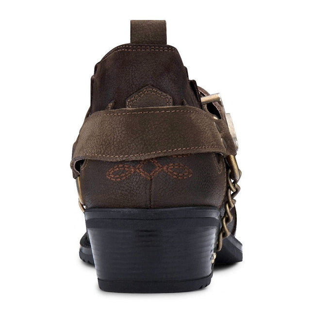 Men's Brown Leather Metal Chain Winklepicker Cowboy Boots