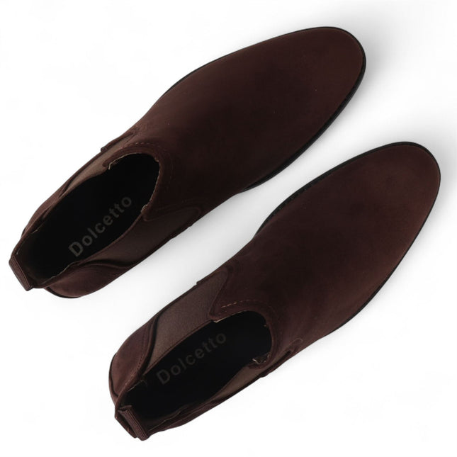 Men's Brown Suede Chelsea Boots Real Leather Lined Slip-On