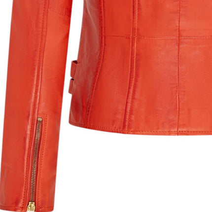Womens Leather Brando Biker Jacket-Orlando