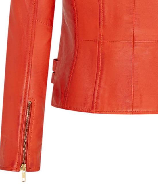 Womens Leather Brando Biker Jacket-Orlando