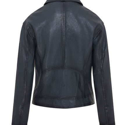 Womens Vintage Classic Lamb Leather Collared Biker Jacket