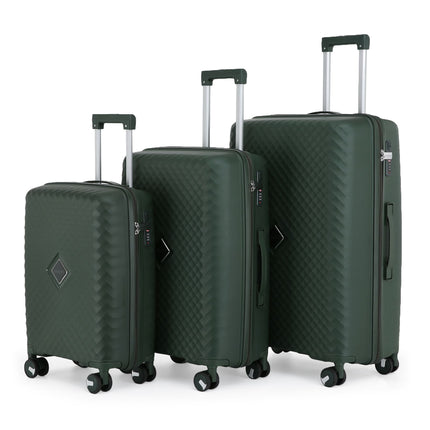 Dual 4 Wheel Robust Lightweight TSA Hard Shell Suitcase Luggage Travel Bags Set
