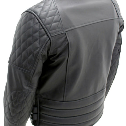 Mens Cowhide Leather Biker Jacket-Nassau