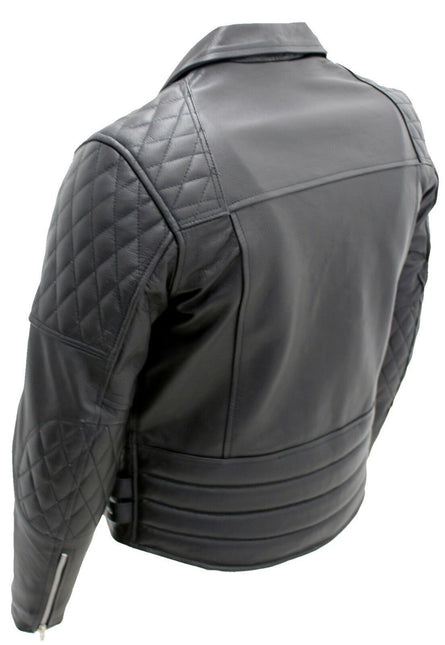 Mens Cowhide Leather Biker Jacket-Nassau