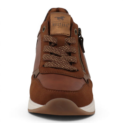 Mustang Women's Tan Cream Platform Sneaker Trainer Casual Shoes - M0872002