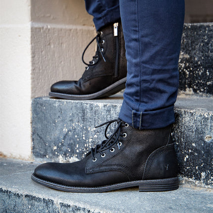 Windsorsmith Mens Black Leather Casual Chukka Ankle Desert Boots - Sebastien
