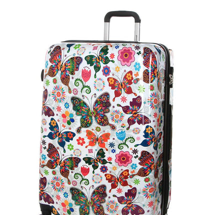 Hard Shell Printed Dual 4 Wheel Luggage Suitcase